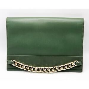 BCBGMAXAZRIA Zarina Green Leather Clutch Bag